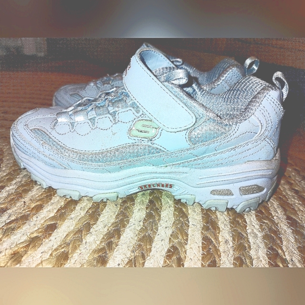 Brand New! Kids D'Lites*Skechers Light Gray-Blue Air Cool-Memory Foam